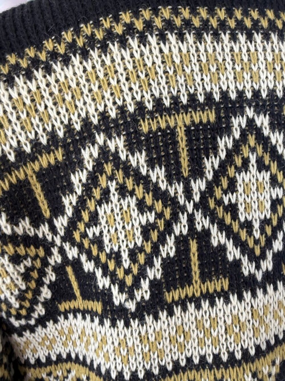 Vintage 50s Womens Nordstrikk Norway Cardigan Black Tan Size L - Picture 14 of 14